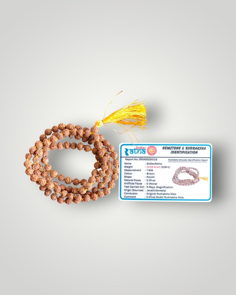5 Mukhi Rudraksha Mala - 7 MM - Image 4