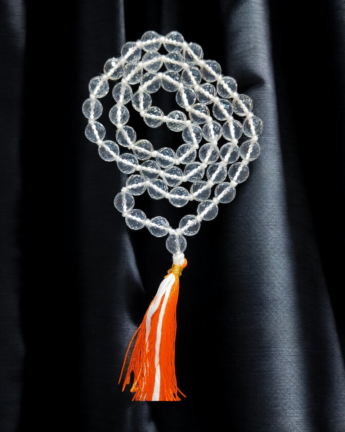 Sphatik Diamond Cutting Mala – 10 MM